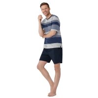 hajo Men Pyjamas, Short - Climate Comfort, Pyjamas, Round Neck, Shorty, Cotton Blend Blue/Grey M (Medium)