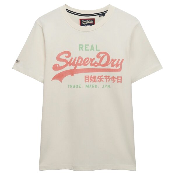Superdry Men T-Shirt - VI Classic Tee, T-shirt, round neck, cotton, logo, plain colour White M (Medium)