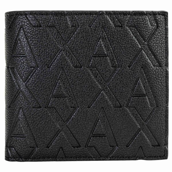 A|X ARMANI EXCHANGE Herren Geldbörse - Liam Bifold, Kunstleder, Allover-Logo, 9x11x2cm (HxBxT) Schwarz One Size