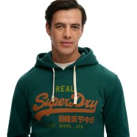 Superdry Herren Hoodie - Vl Classic Hood, Logo, Baumwoll-Mix, einfarbig Grün M