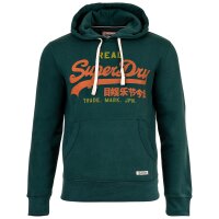 Superdry Men Hoodie - Vl Classic Hood, Logo, Cotton Blend, Plain Colour Green M (Medium)