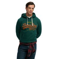 Superdry Men Hoodie - Vl Classic Hood, Logo, Cotton Blend, Plain Colour Green M (Medium)