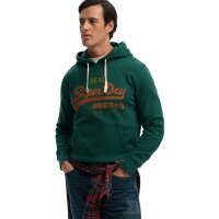 Superdry Men Hoodie - Vl Classic Hood, Logo, Cotton Blend, Plain Colour Green M (Medium)