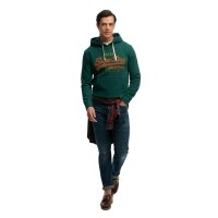 Superdry Men Hoodie - Vl Classic Hood, Logo, Cotton Blend, Plain Colour Green M (Medium)