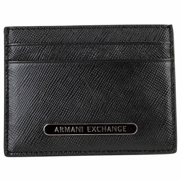 A|X ARMANI EXCHANGE Mens Card Case - Barcelona Credit Card Holder, Genuine Leather, 7x10x1cm (HxWxD) Black One Size