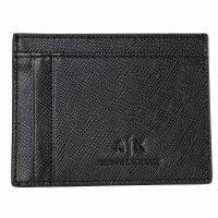 A|X ARMANI EXCHANGE Mens Card Case - Barcelona Credit Card Holder, Genuine Leather, 7x10x1cm (HxWxD) Black One Size