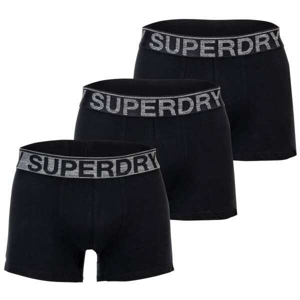 Superdry Men Boxer Shorts, 3-Pack - Trunk Triple Pack, Logo Waistband, Cotton Stretch Black/Grey M (Medium)