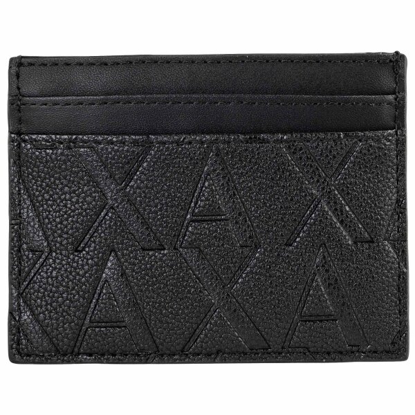 A|X ARMANI EXCHANGE Mens Card Holder - Liam Credit Card Holder With Clip, Faux Leather, All-Over Logo, 7.7 x 10 x 1.5 cm (HxWxD) Black One Size