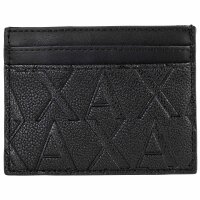 A|X ARMANI EXCHANGE Mens Card Holder - Liam Credit Card Holder With Clip, Faux Leather, All-Over Logo, 7.7 x 10 x 1.5 cm (HxWxD) Black One Size
