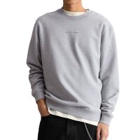 Marc OPolo Denim Herren Sweatshirt - Regular Fit, Melange, Baumwolle, Logo Hellgrau S