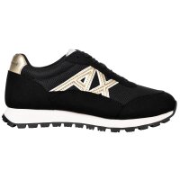 A|X ARMANI EXCHANGE Damen Sneaker - Drop Microsuede, Turnschuh, Mesh, Retro, Logo Schwarz EUR 37