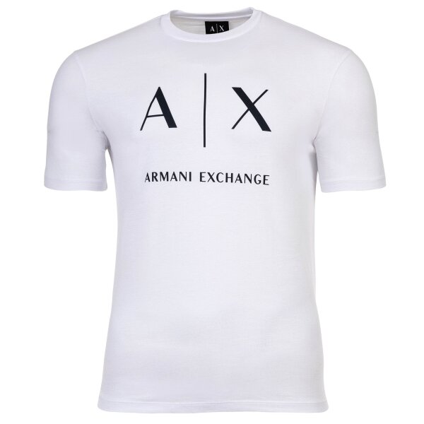 A|X ARMANI EXCHANGE Herren T-Shirt - Rundhals, Kurzarm, Logoprint, Baumwolle Weiß S