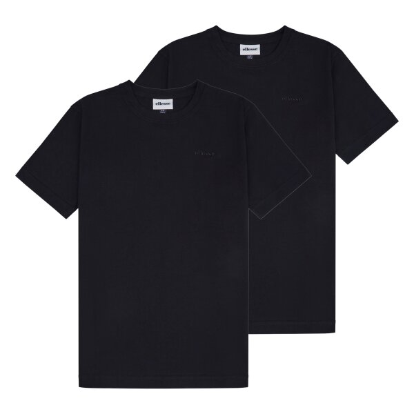 ellesse Mens T-Shirt pack of 2 - ACCIANO, Short Sleeve, Round Neck, Logo, Cotton, Plain Colour Black M (Medium)