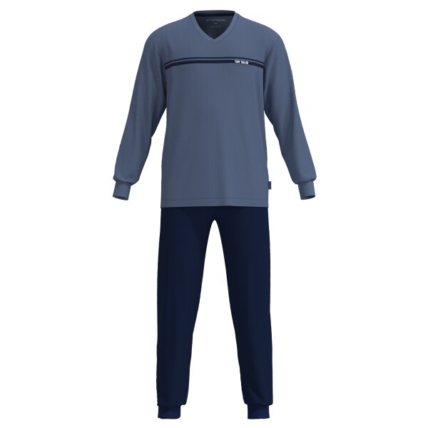 TOM TAILOR Men  Pyjamas, Long - Pyjamas, Cuffs, V-Neck, Single Jersey  Blue M (Medium)