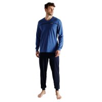 TOM TAILOR Men  Pyjamas, Long - Pyjamas, Cuffs, V-Neck, Single Jersey  Blue M (Medium)