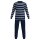 TOM TAILOR Herren Schlafanzug, lang - Pyjama, Bündchen, Rundhalsausschnitt, gestreift, Single Jersey, Baumwolle Blau/Weiß M