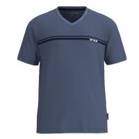 TOM TAILOR Herren Schlafanzug, kurz - Shorty, Pyjama, Baumwolle, V-Ausschnitt, Single Jersey Blau M