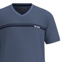 TOM TAILOR Herren Schlafanzug, kurz - Shorty, Pyjama, Baumwolle, V-Ausschnitt, Single Jersey Blau M