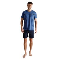 TOM TAILOR Men Pyjamas, Short - Shorty, Pyjamas, Cotton, V-Neck, Single Jersey Blue M (Medium)