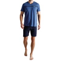 TOM TAILOR Men Pyjamas, Short - Shorty, Pyjamas, Cotton, V-Neck, Single Jersey Blue M (Medium)