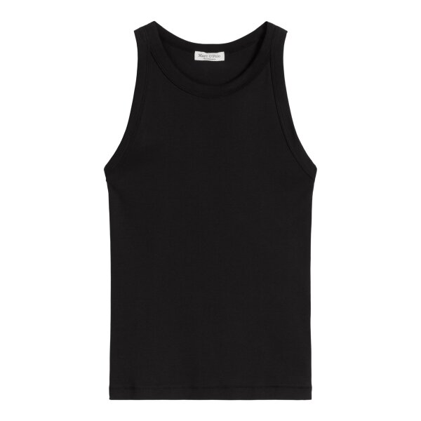 Marc OPolo Damen Tank Top - T-SHIRT SLEEVELESS, Rippjersey, Baumwolle Schwarz S