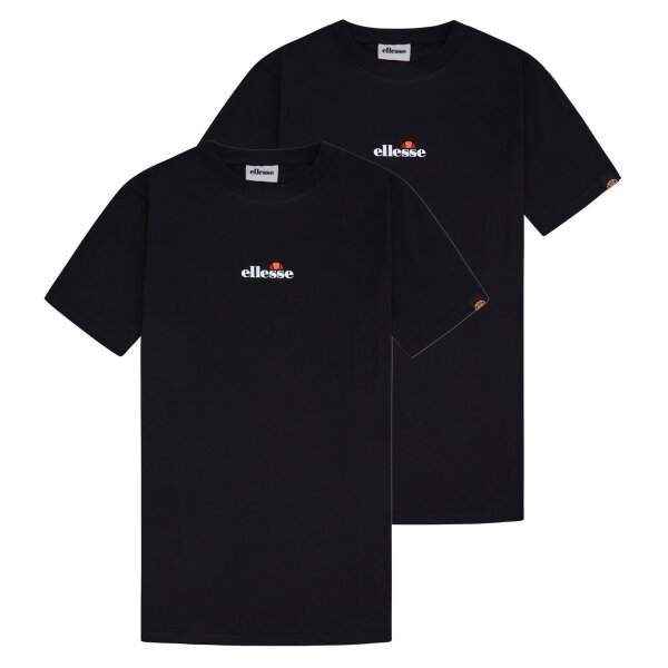ellesse Men T-Shirt 2-pack - OLLIO 2, Short Sleeve, Round Neck, Logo, Cotton, Plain Colour Black M (Medium)