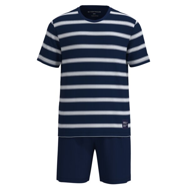 TOM TAILOR Men Pyjamas, Short - Shorty, Pyjamas, Round Neck, Cotton, Single Jersey Blue/White M (Medium)