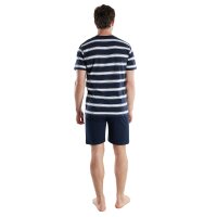 TOM TAILOR Herren Schlafanzug, kurz - Shorty, Pyjama, Rundhalsausschnitt, Baumwolle, Single Jersey Blau/Weiß M