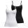 CALIDA Women Spaghetti Top pack of 2 - Sleek Skin, Top, Silky Smooth, plain colour White/Black 36/38 (UK 10/12)