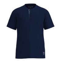 TOM TAILOR Herren Schlafanzug, kurz - Shorty, Pyjama, Baumwolle, Henley-Kragen, Single Jersey Blau M