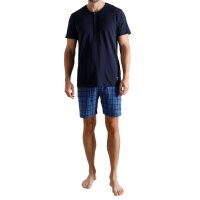 TOM TAILOR Men Pyjamas, Short - Shorty, Pyjamas, Cotton, Henley Collar, Single Jersey Blue M (Medium)