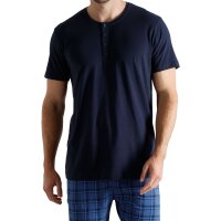 TOM TAILOR Men Pyjamas, Short - Shorty, Pyjamas, Cotton, Henley Collar, Single Jersey Blue M (Medium)