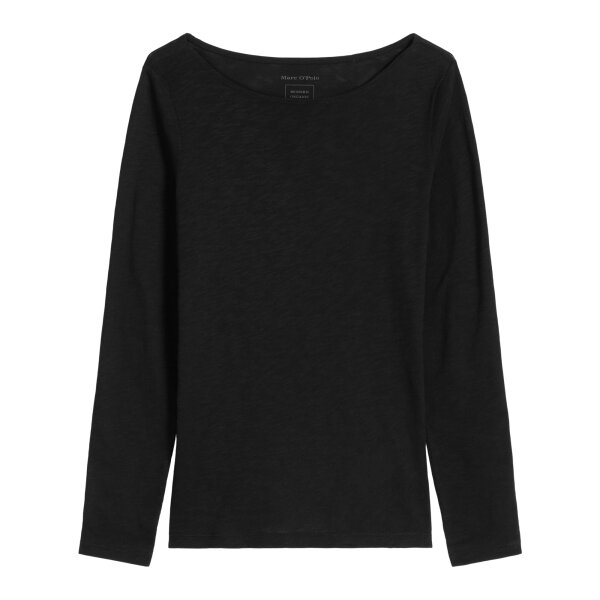 Marc OPolo Damen Langarmshirt - T-SHIRT LONGSLEEVE, U-Boot-Ausschnitt, Baumwolle Schwarz XS