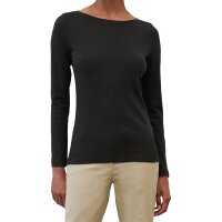 Marc OPolo Damen Langarmshirt - T-SHIRT LONGSLEEVE, U-Boot-Ausschnitt, Baumwolle Schwarz XS
