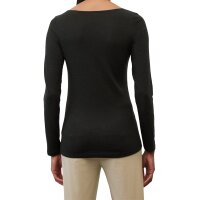 Marc OPolo Womens Long-Sleeved Shirt - T-SHIRT LONGSLEEVE, boat neck, cotton Black XS (X-Small)