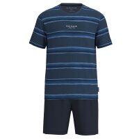 TOM TAILOR Herren Schlafanzug, kurz - Shorty, Pyjama, Rundhalsausschnitt, Baumwolle, Single Jersey Blau M