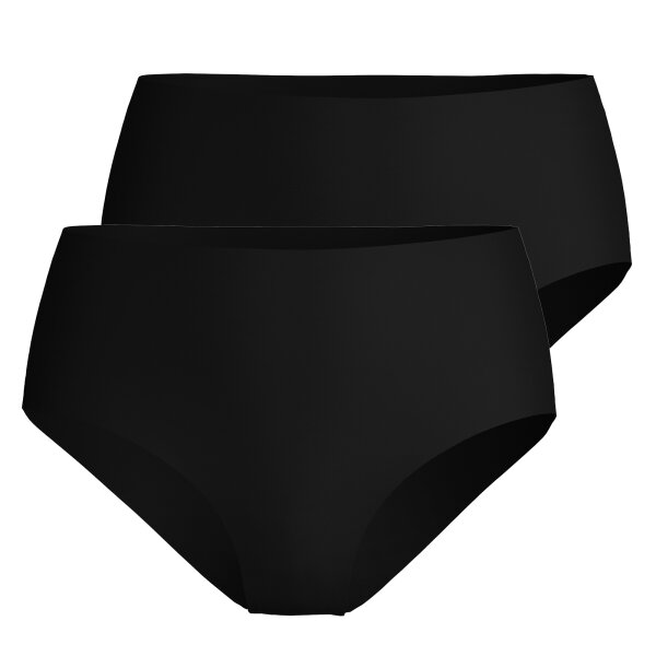 CALIDA Damen Midi-Slip 2er Pack - Sleek Skin, Unterhose, einfarbig Schwarz XS (36/38)