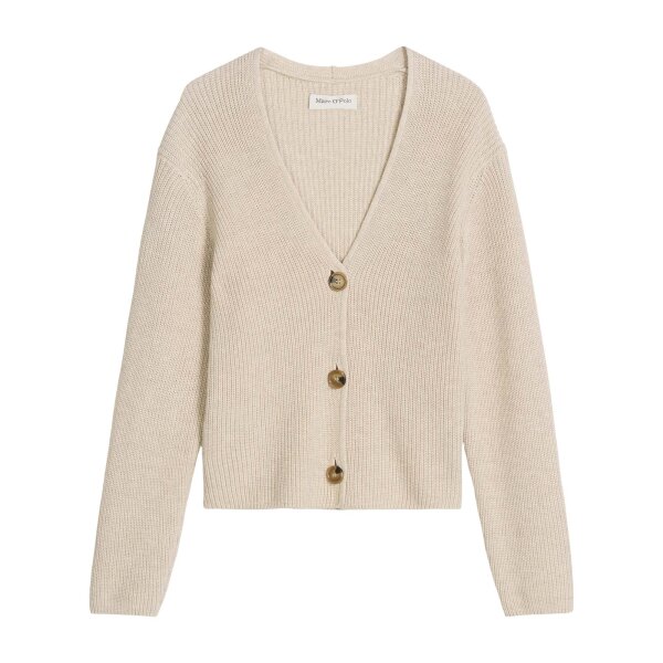 Marc OPolo Damen Strickjacke - CARDIGANS LONGSLEEVE, V-Neck, Baumwolle Beige XS