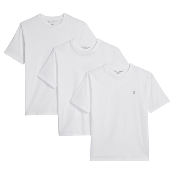 Marc OPolo mens T-shirt, pack of 3, round neck - triple pack, regular fit, cotton White S (Small)