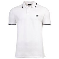 EMPORIO ARMANI Mens Polo Shirt - ESSENTIAL, Piqué, Logo, Cotton, Plain White M (Medium)