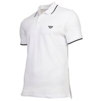 EMPORIO ARMANI Mens Polo Shirt - ESSENTIAL, Piqué, Logo, Cotton, Plain White M (Medium)