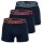 EMPORIO ARMANI Herren Trunks, 3er Pack - CORE LOGOBAND, Shorts, Stretch Cotton Blau M