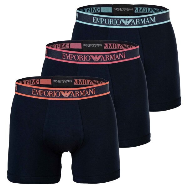 EMPORIO ARMANI mens boxer shorts, 3-pack - CORE LOGOBAND, boxer, stretch cotton Blue L (Large)
