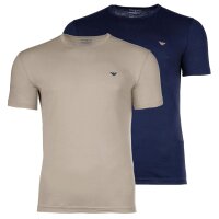 EMPORIO ARMANI Mens T-shirt, 2-pack - ENDURANCE, round neck, stretch cotton Beige/Blue S (Small)