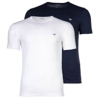 EMPORIO ARMANI Herren T-Shirt, 2er Pack - ENDURANCE, Rundhals, Regular Fit, Stretch Cotton Blau/Weiß L
