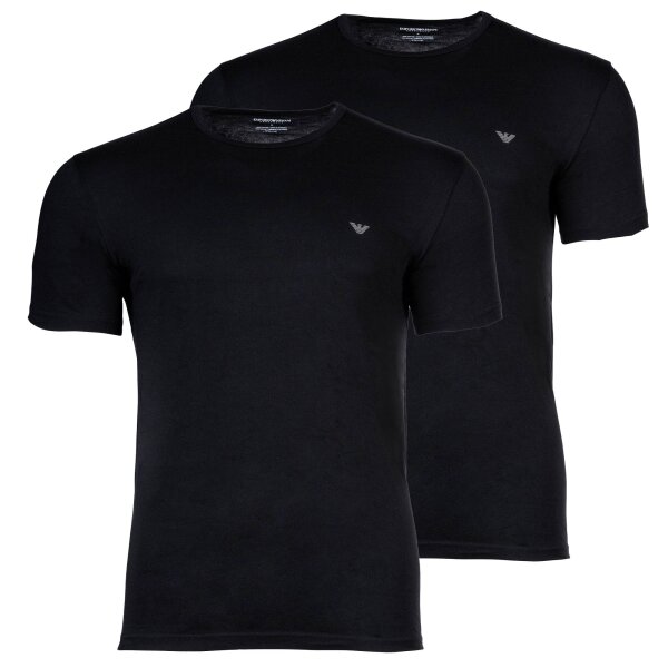 EMPORIO ARMANI Mens T-shirt, 2-pack - ENDURANCE, round neck, stretch cotton Black S (Small)
