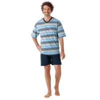 hajo Men Pyjamas, Short - Premium Cotton, V-Neck, Pyjamas, Shorty, Cotton Blu M (Medium)