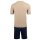 EMPORIO ARMANI Mens Pyjamas, Short - ENDURANCE, Short Pyjama Set, Stretch Cotton Beige/Blue M (Medium)