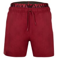EMPORIO ARMANI Herren Badeshorts - LOGOBAND, Boxer, Beachwear, Logo-Bund, einfarbig Burgund L