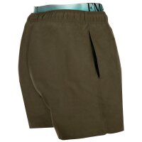 EMPORIO ARMANI Mens Swim Shorts - LOGOBAND, Boxer, Beachwear, Logo Waistband, Plain Olive M (Medium)